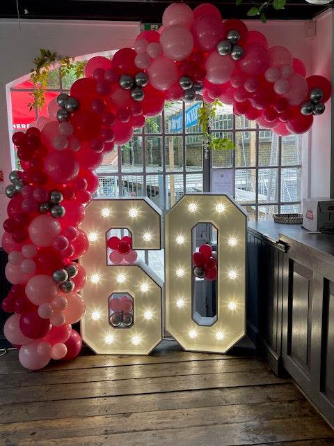 Light up 4 ft wooden numbers to hire - Eternity Party Express