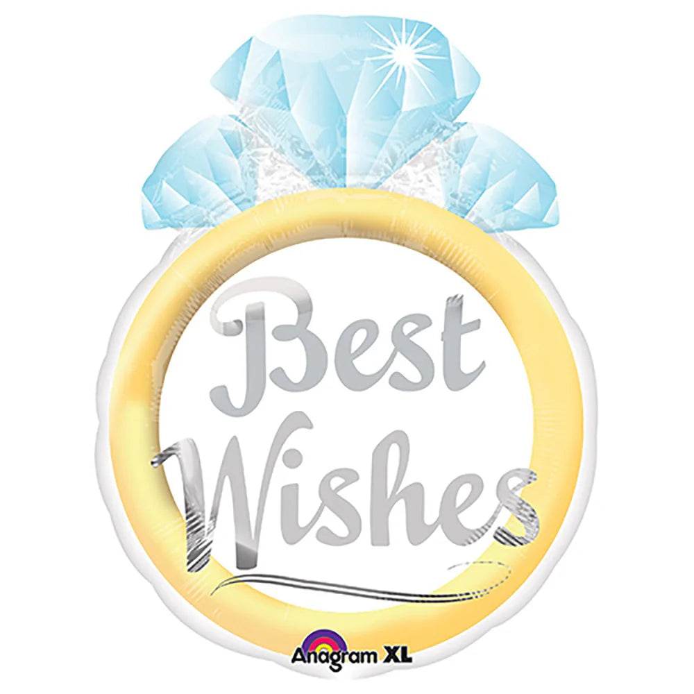 Diamond Ring Best Wishes Shaped Foil Balloon - Eternity Party Express