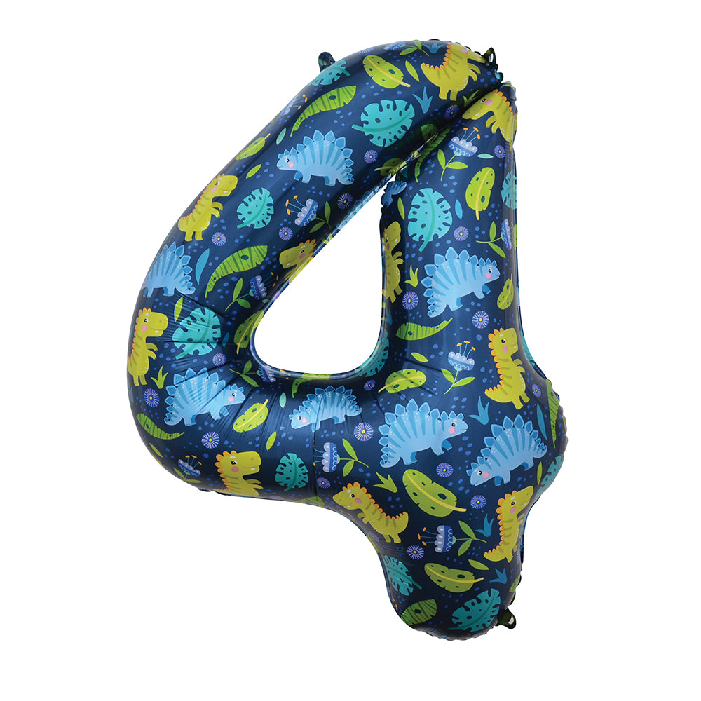 Dinosaur Number 4 Foil Balloon
