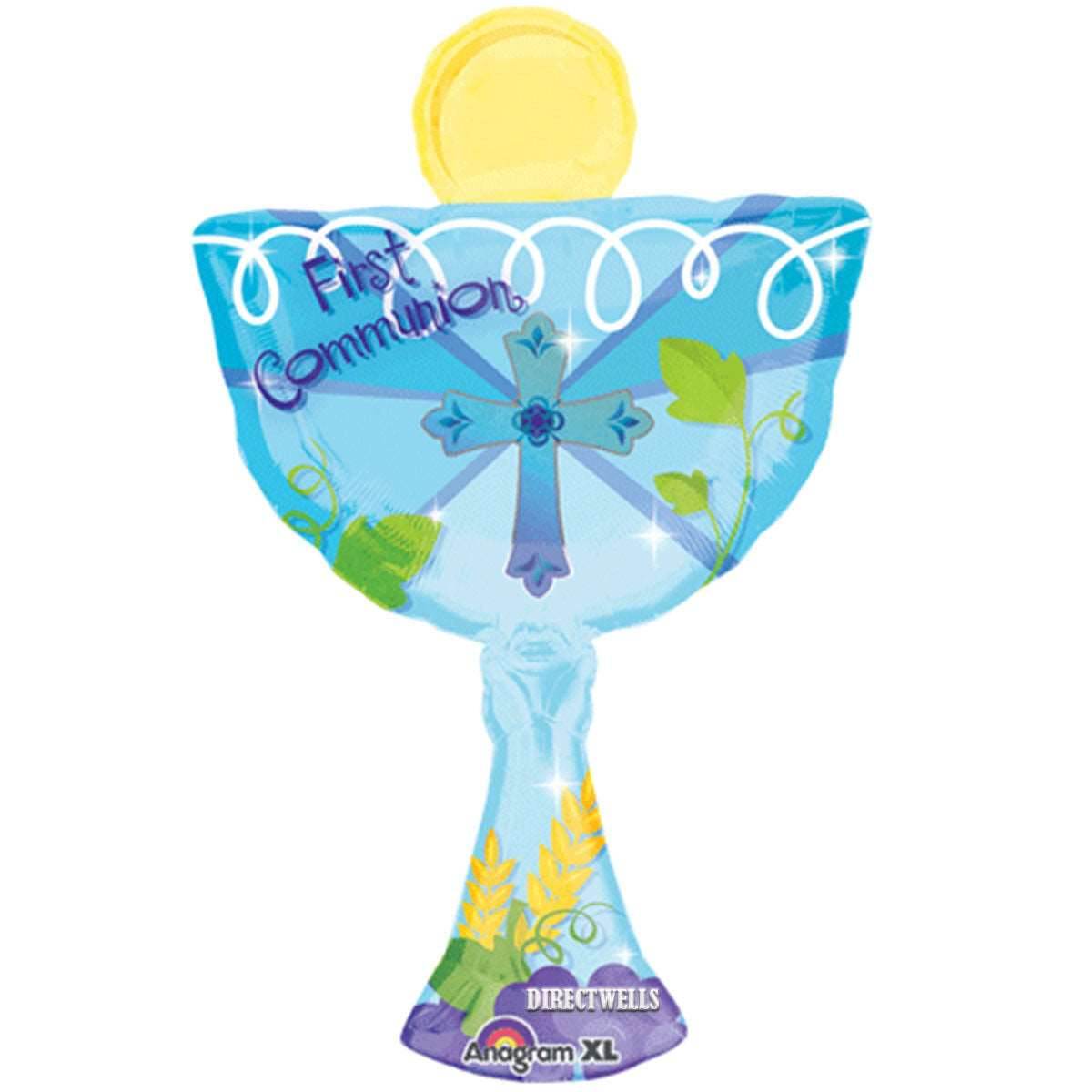 1st Communion Chalice Cup Super Shape Balloon - Blue - Eternity Party Express