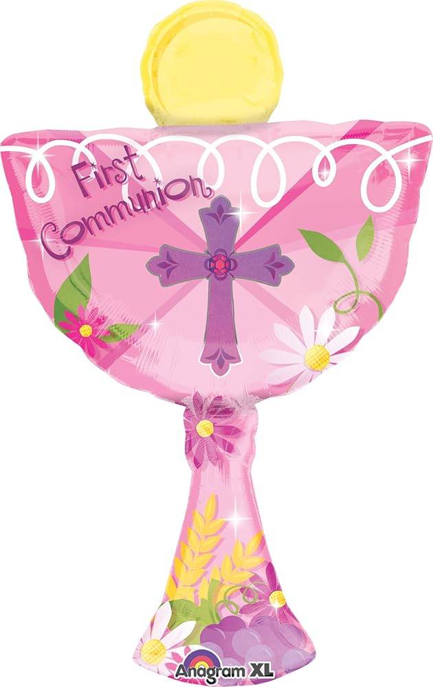 1st Communion Chalice Cup Super Shape Balloon - Pink - Eternity Party Express