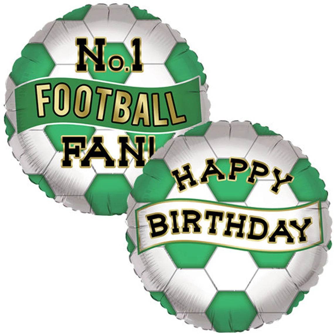 Football Balloon Fan Soccer Green White Happy Birthday - Eternity Party Express