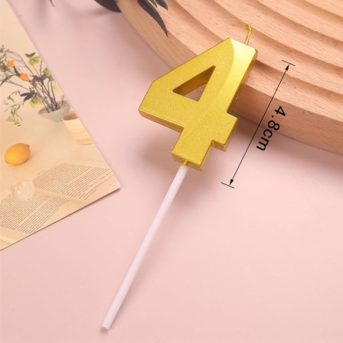 4 Gold Number Candle