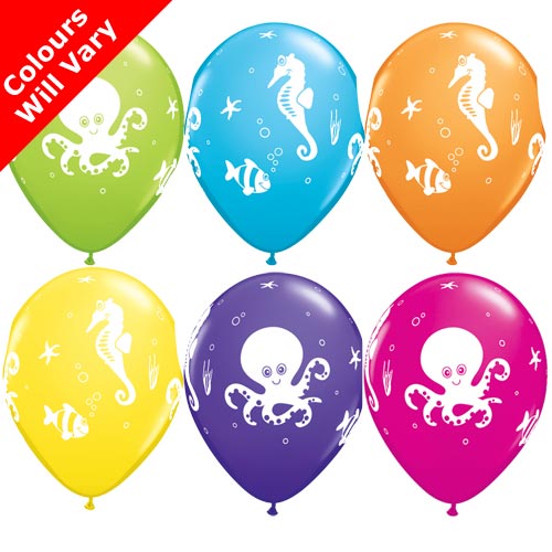 Fun Sea Creatures Latex Balloons 25 Pack