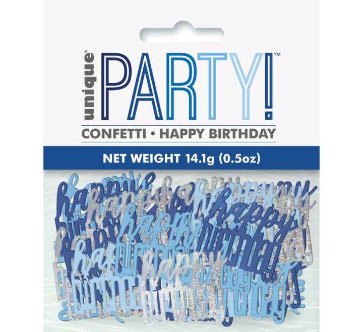 GLITZ Happy Birthday Light Blue, Dark Blue, Silver Foil Confetti 14g - Eternity Party Express