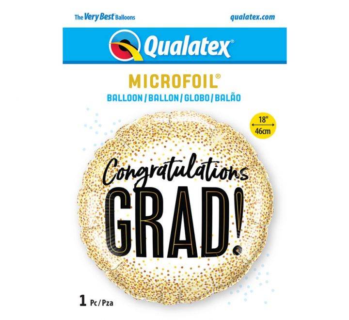 Grad Gold Glitter Dots Foil Balloon - Eternity Party Express