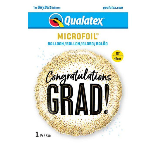 Grad Gold Glitter Dots Foil Balloon - Eternity Party Express