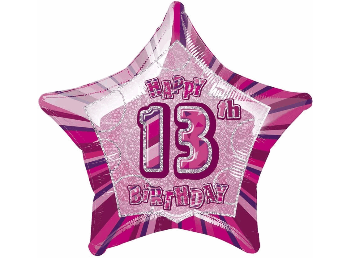 Glitz Pink Happy 13th Birthday Balloon - Eternity Party Express