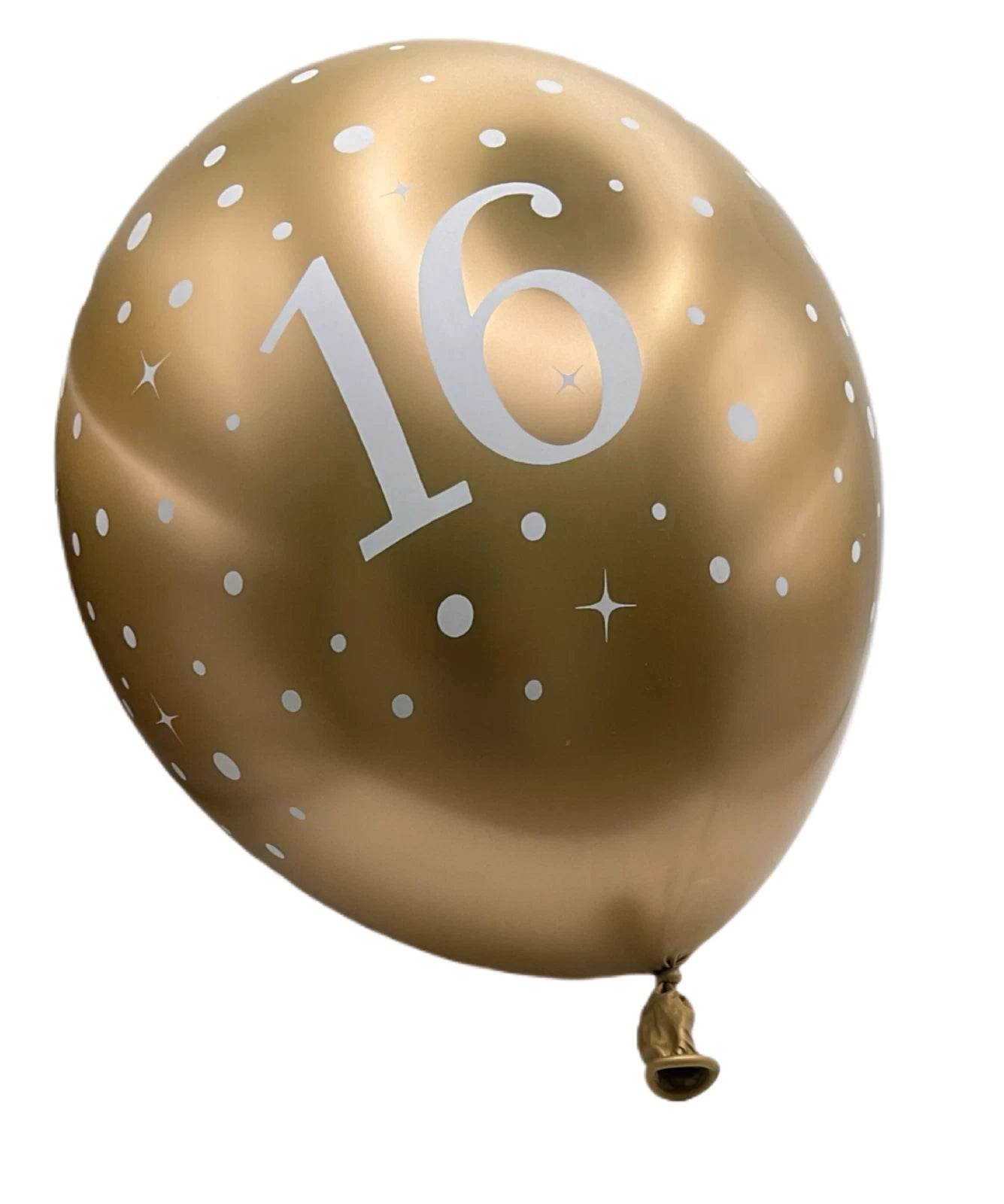 Latex Balloons Dots Metallic Gold Age 16th - Eternity Party Express