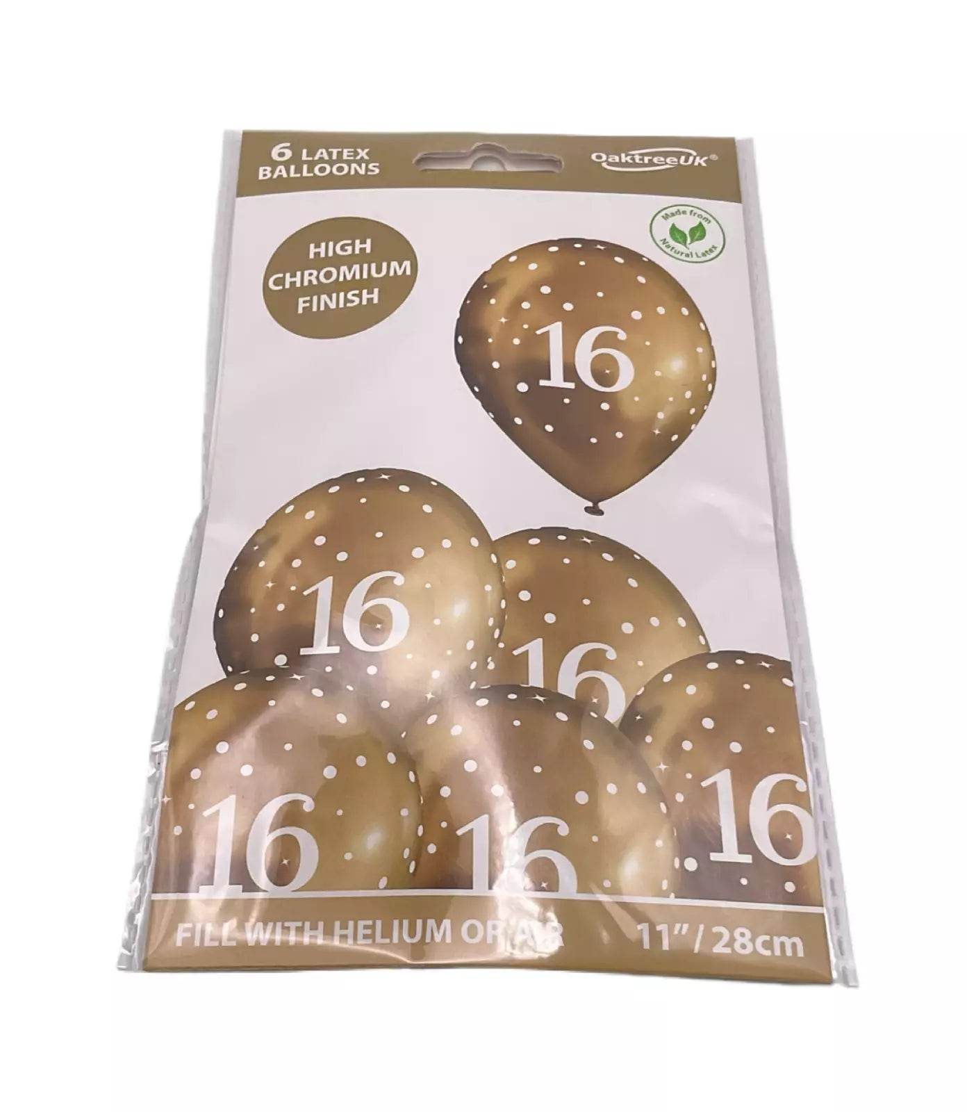 Latex Balloons Dots Metallic Gold Age 16th - Eternity Party Express