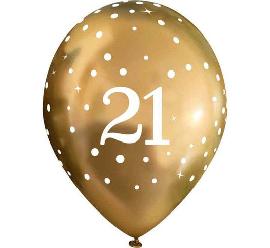 Latex Balloons Dots Metallic Gold Age 21st - Eternity Party Express