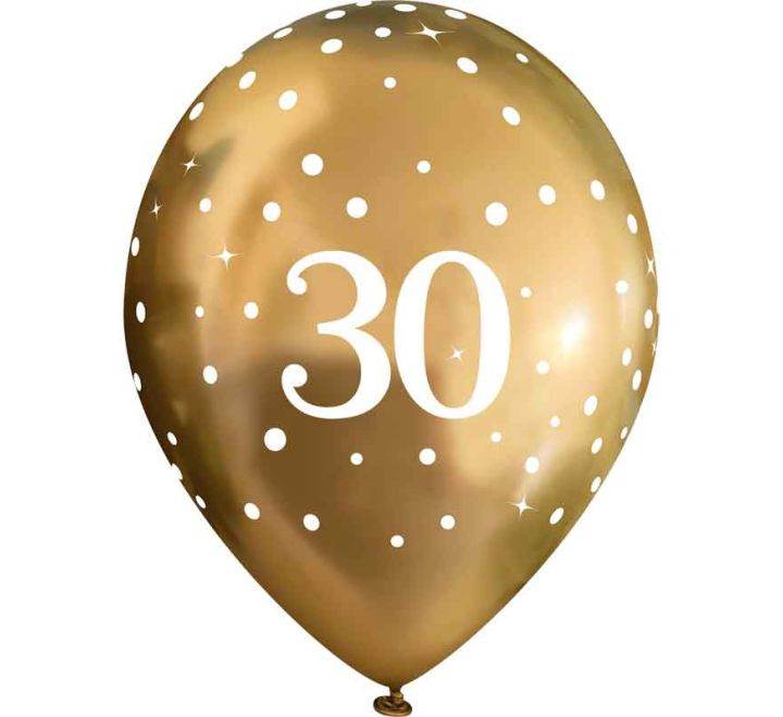 Latex Balloons Dots Metallic Gold Age 30th - Eternity Party Express