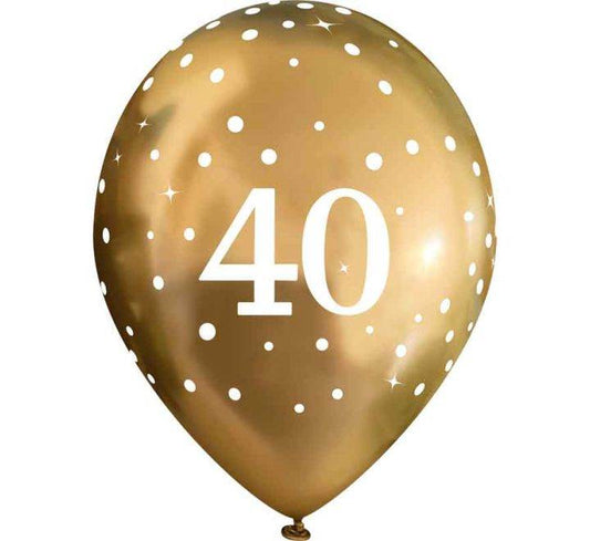 Latex Balloons Dots Metallic Gold Age 40th - Eternity Party Express