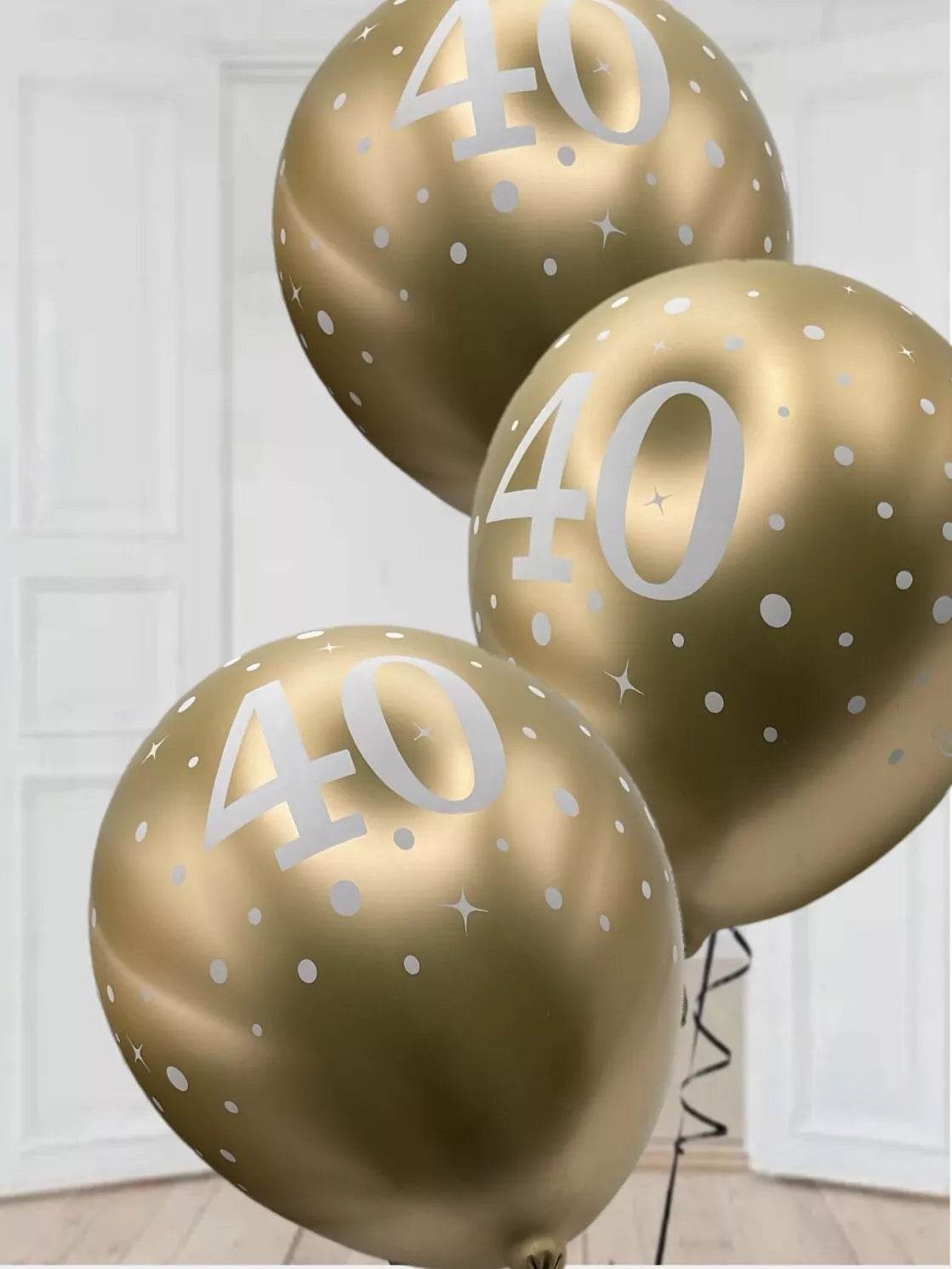 Latex Balloons Dots Metallic Gold Age 40th - Eternity Party Express