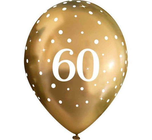 Latex Balloons Dots Metallic Gold Age 60th - Eternity Party Express