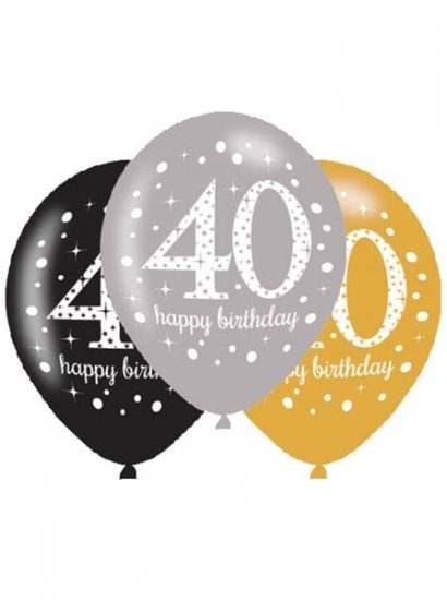 Gold Celebration Age 40th Birthday Latex Balloons - Eternity Party Express
