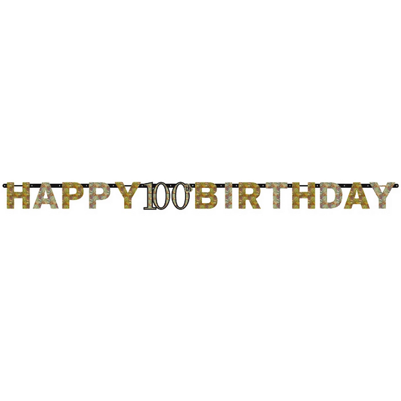 Gold Celebration Happy 100th Birthday Prismatic Letter Banner