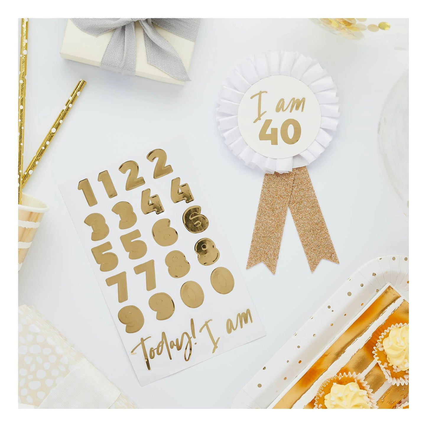 Gold Glitter Milestone Birthday Badge