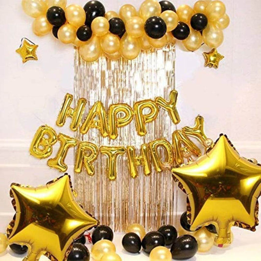 Happy Birthday Gold Air Filled Balloons - Eternity Party Express