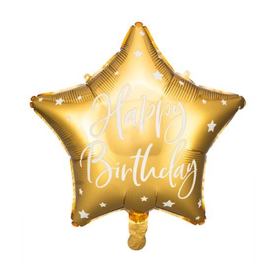 Gold Happy Birthday Star Foil Balloon - Eternity Party Express