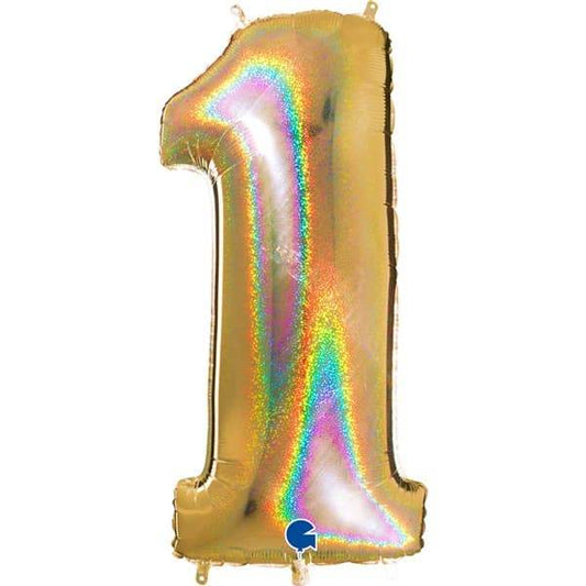 Gold Holographic Glitter Numbers - Eternity Party Express