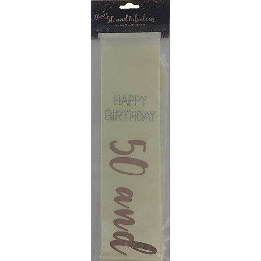 Gold Rose Gold 50 & Fabulous Sash - Eternity Party Express