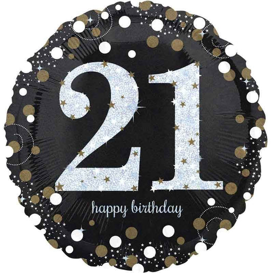 Gold Sparkling Celebration 21 Birthday Foil Balloon - Eternity Party Express