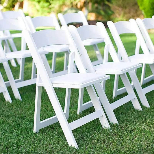 White Resin Fold Up Chair HIRE ONLY NOT FOR SALE - Eternity Party Express