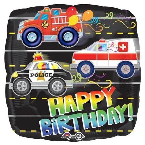 Rescue Vehicle Happy Birthday Foil Balloon - Eternity Party Express