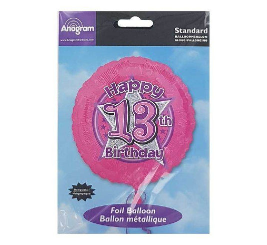 Happy 13th Birthday Pink Star Foil Balloon - Eternity Party Express