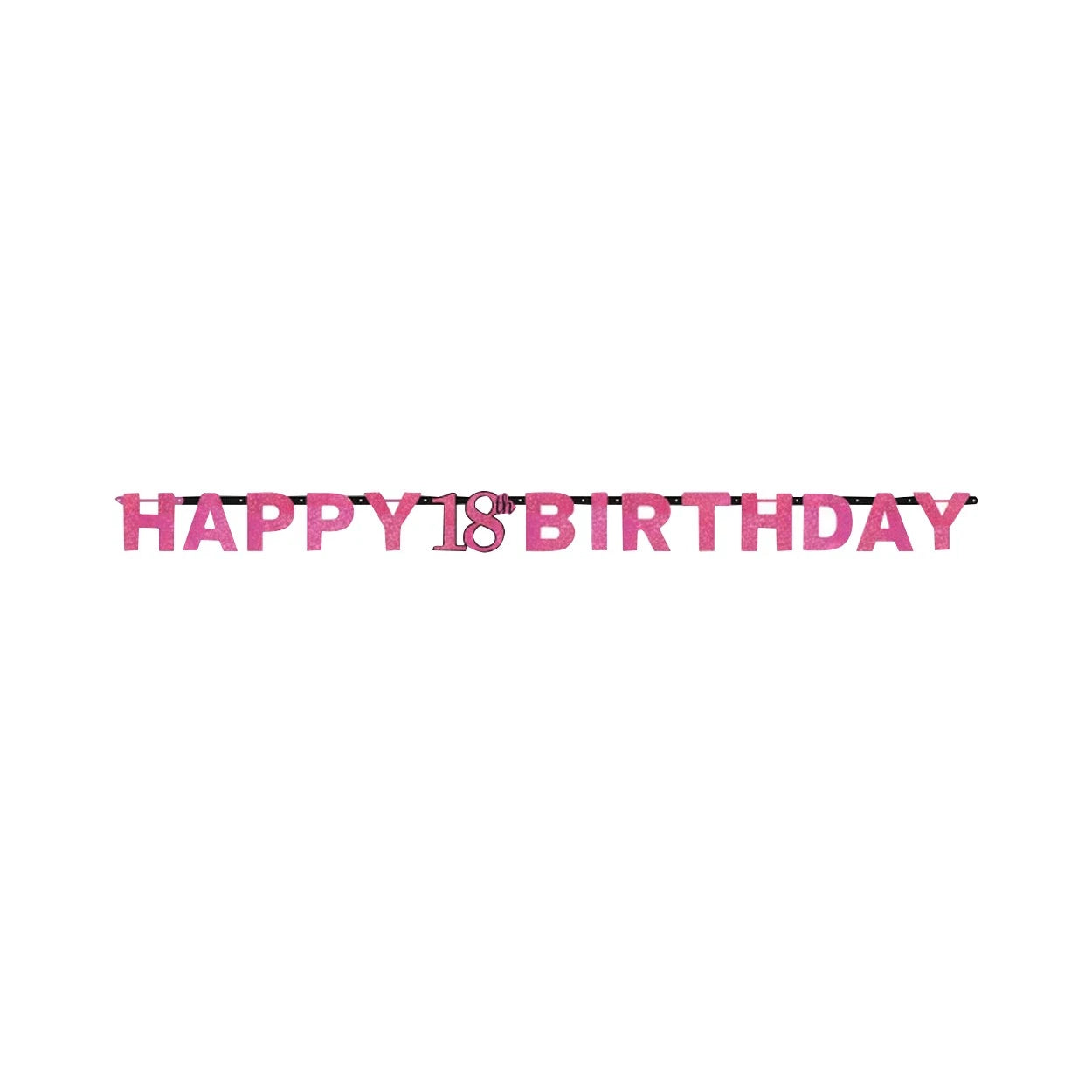 Pink Celebration Happy 18th Birthday Prismatic Letter Banner