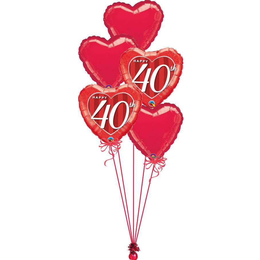 5 Balloon 40th Anniversary Cluster - Eternity Party Express