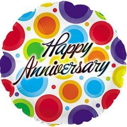 Happy Anniversary Dancing Dots Foil Balloon - Eternity Party Express