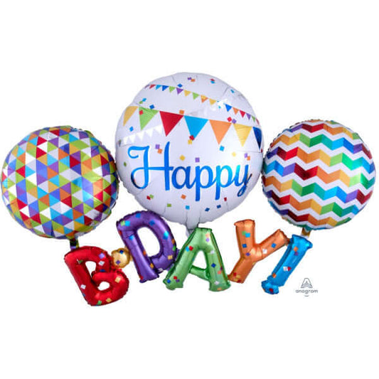 Happy Birthday Multi-balloon Shaped Foil Balloon