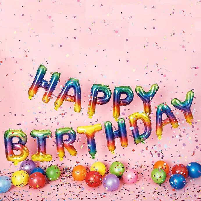 Happy Birthday Rainbow Air Filled Balloons - Eternity Party Express