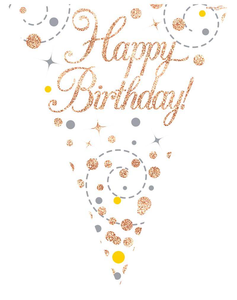 Happy Birthday White And Rose Gold Bunting - Eternity Party Express