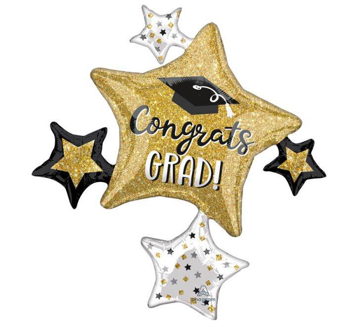 Hello Grad Sparkle Star Cluster Foil Balloon - Eternity Party Express