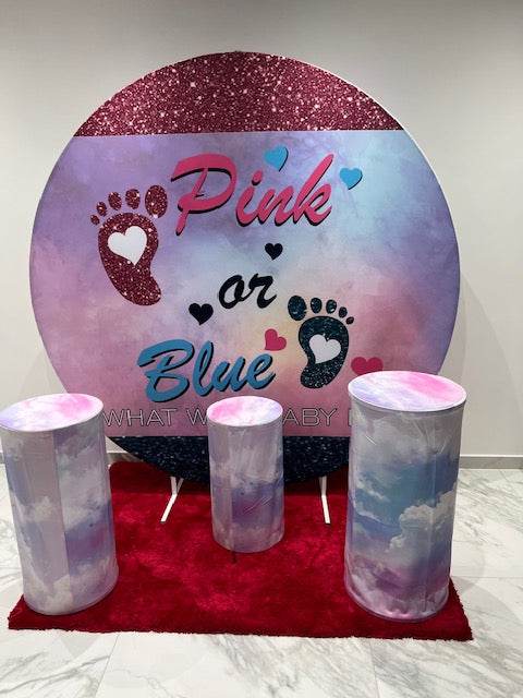 6ft Round Blue Or Pink Backdrop Hoop - Eternity Party Express