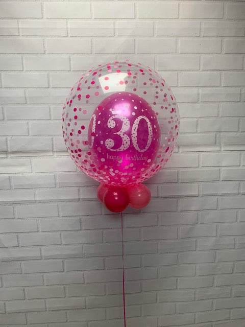 Personalised Pink Confetti Bubble Balloon - Eternity Party Express