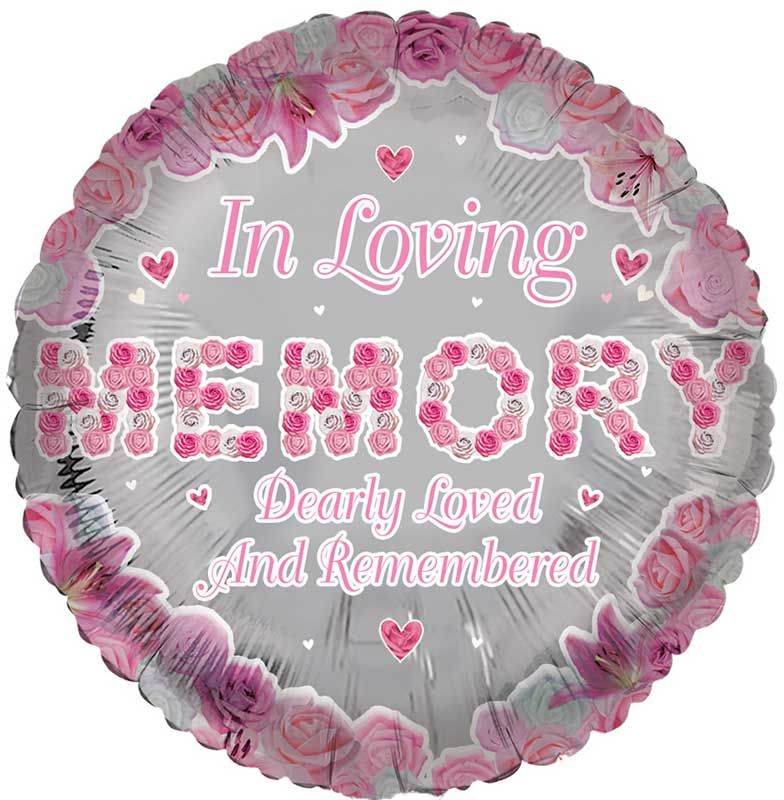 Loving Memory Pink Remembrance Foil Balloon - Eternity Party Express