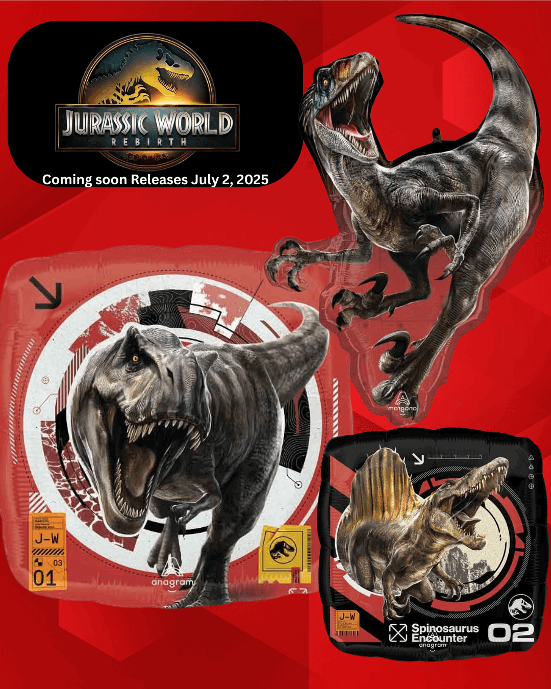 Jurassic World Rebirth Square Foil Balloon - Eternity Party Express