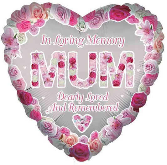 Mum Remembrance Heart Foil Balloon - Eternity Party Express