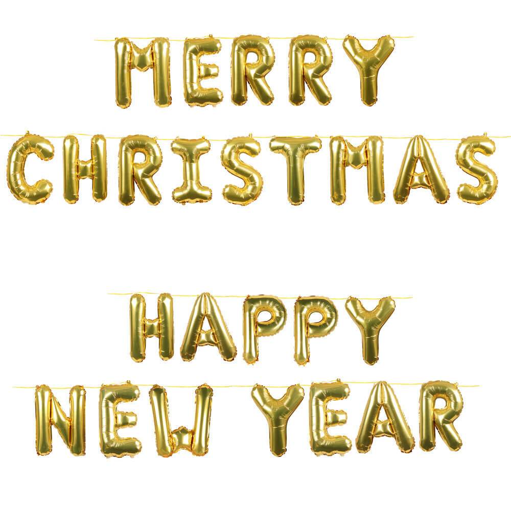 Merry Christmas & Happy New Year Gold Foil Balloon Kit - Eternity Party Express