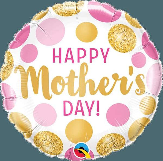 Mother's Day Pink & Gold Dots Foil Balloon - Eternity Party Express