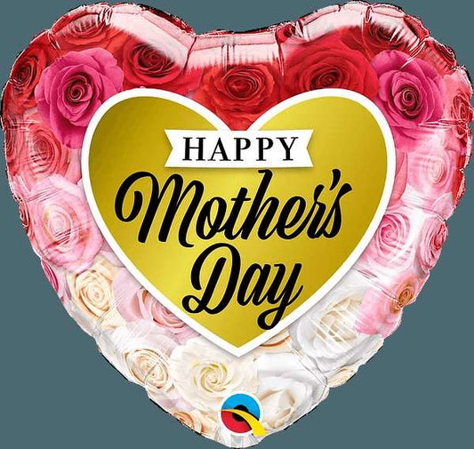 Mother's Day Roses Gold Heart Foil Balloon - Eternity Party Express