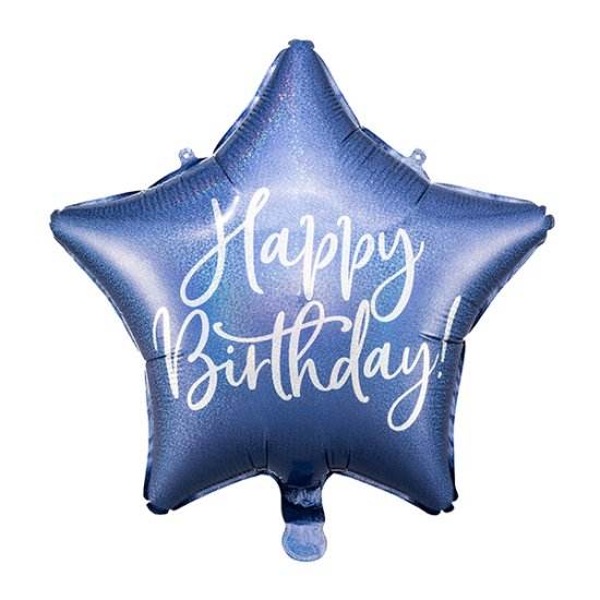 Navy Blue Happy Birthday Star Foil Balloon - Eternity Party Express