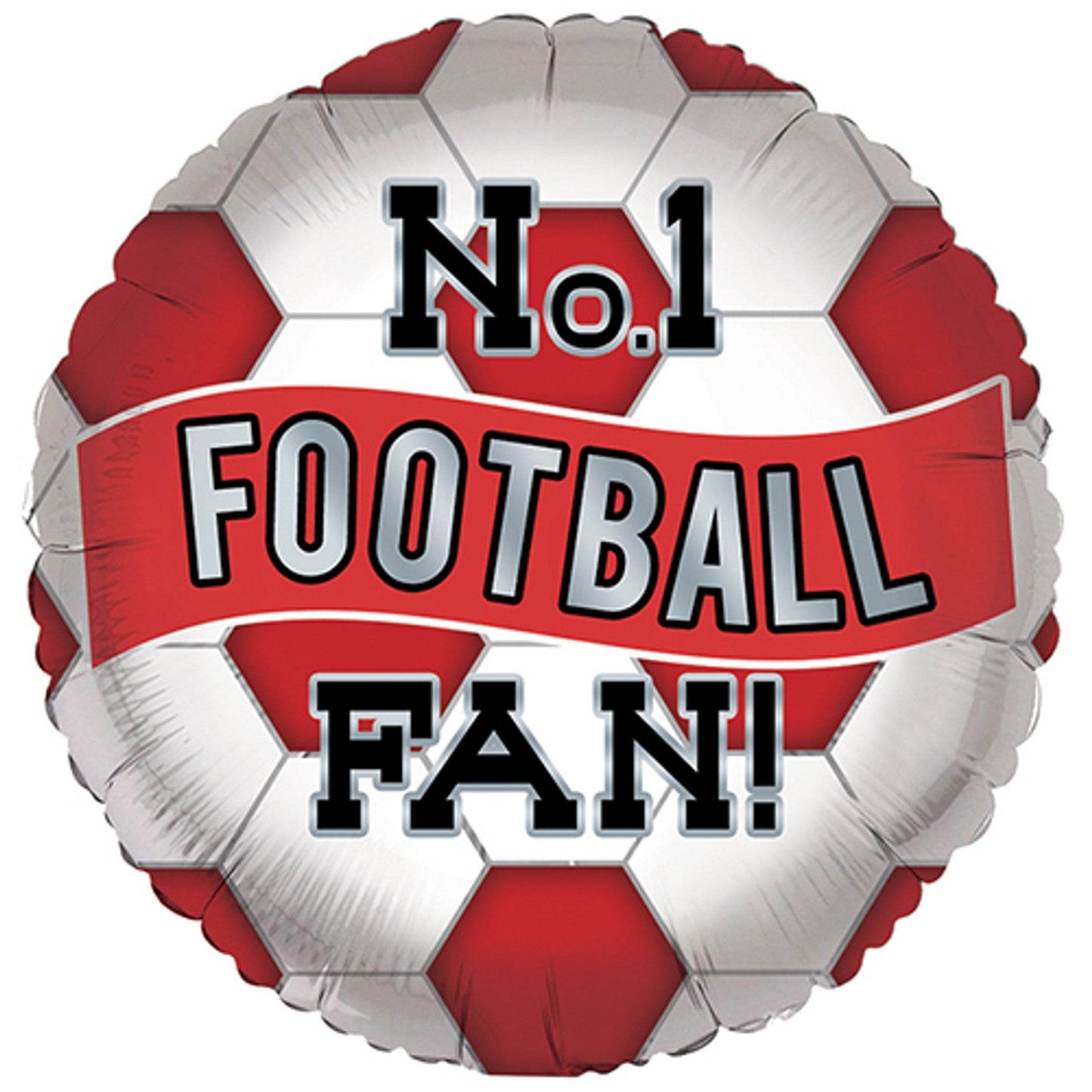 No.1 Football Fan Red & White Foil Balloon - Eternity Party Express