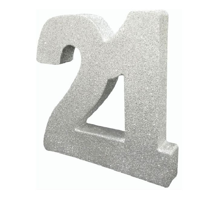 Silver Glitter 21 Birthday Table Centrepiece