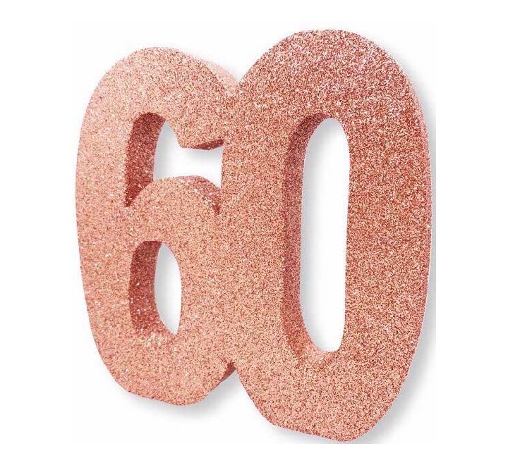Rose Gold Glitter 60 Birthday Table Centrepiece
