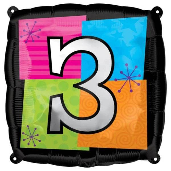 Age 3 Square Foil Balloon - Eternity Party Express